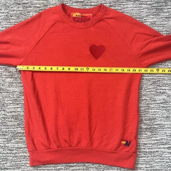 Aviator Nation Heart Embroidery Sweatshirt *RARE* in RED Medium - Picture 8 of 11
